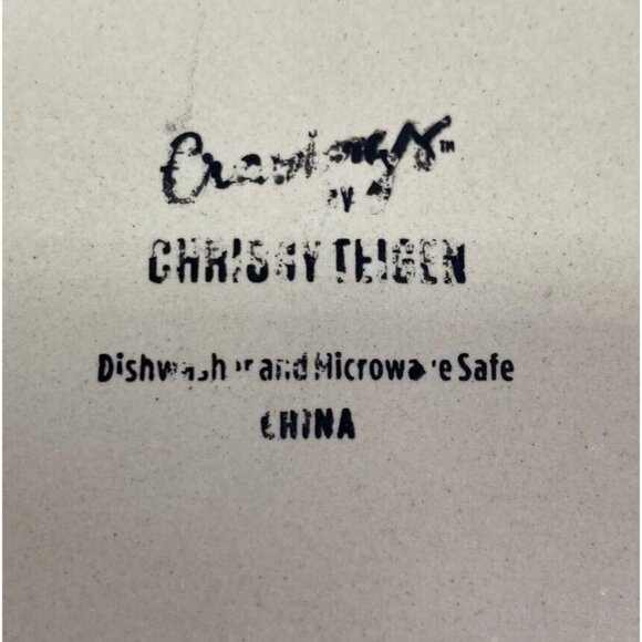 Chrissy Teigen GRAVINGS BLUE Color Motifs Textured Stoneware Salad Plates Set 4 - Picture 10 of 16